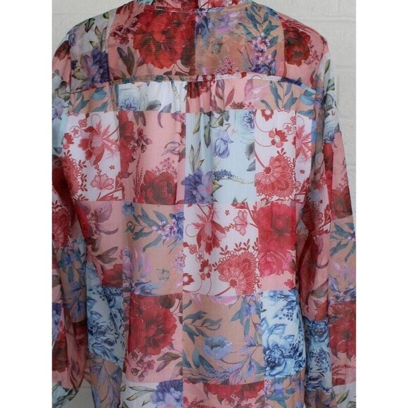 Soft Surroundings Large Pastel Pink Blue Floral Patchwork Print Top - Picture 4 of 6